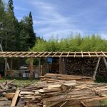 DIY丸太で小屋作り 垂木載せ