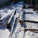 材木の搬出は「コロ」で