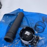 室内から清掃できない煙突トップの煤